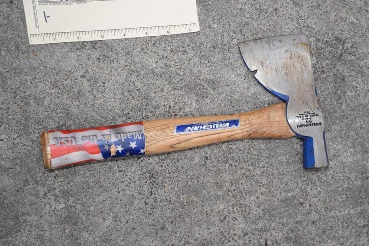 An axe was reportedly found stashed next to some Newport cigarettes under one of the seats.