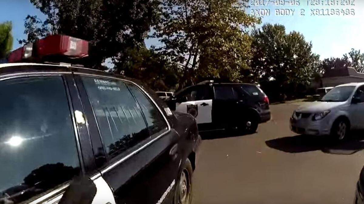 Screenshot from bodycam video provided by the Sacramento Police Department.