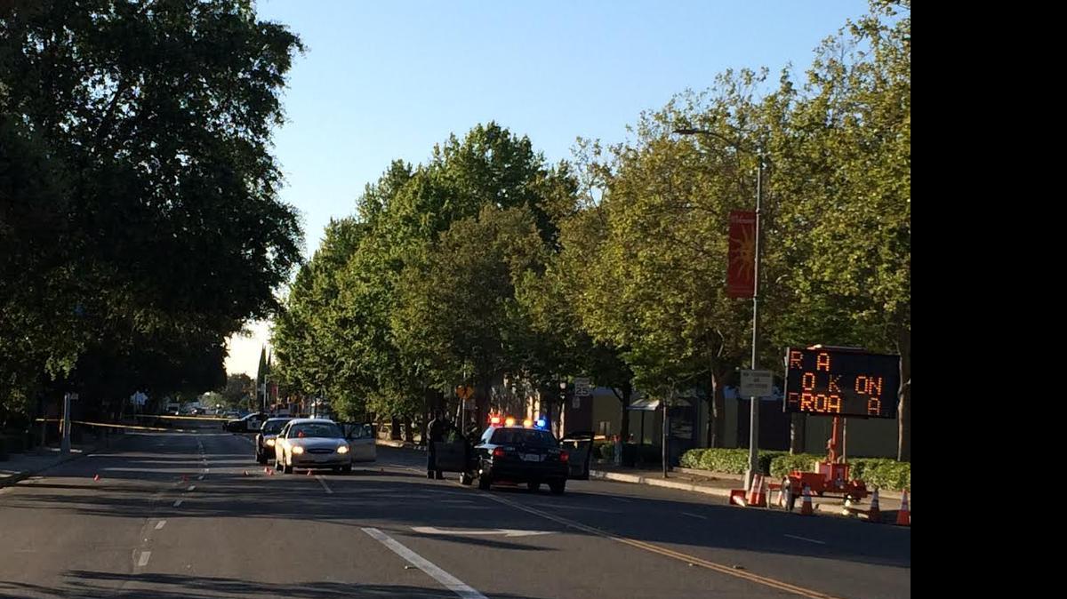 
Police investigate a homicide Friday in the 1100 block of Broadway in Sacramento.
