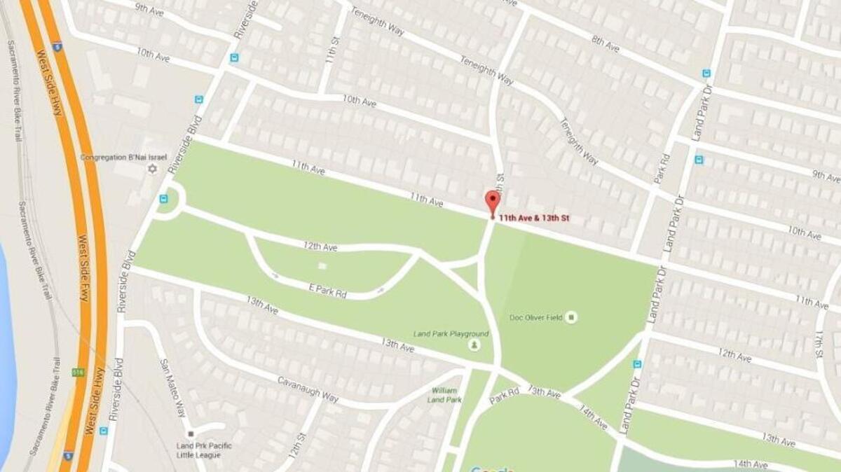 Sacramento police said that at about 7:45 p.m. two males were in Land Park near the Doc Oliver baseball field at 11 th Avenue and 13 th Street when a man walked up and robbed them of their belongings at gunpoint.