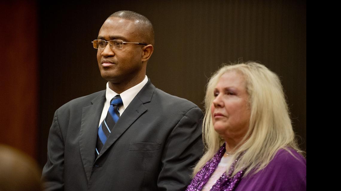 
Gary Baker stands with his attorney Linda Parisi during an arraignment in the Sacramento County courthouse in Sacramento in 2012. Baker is accused of raping a stroke victim in her 70s.
