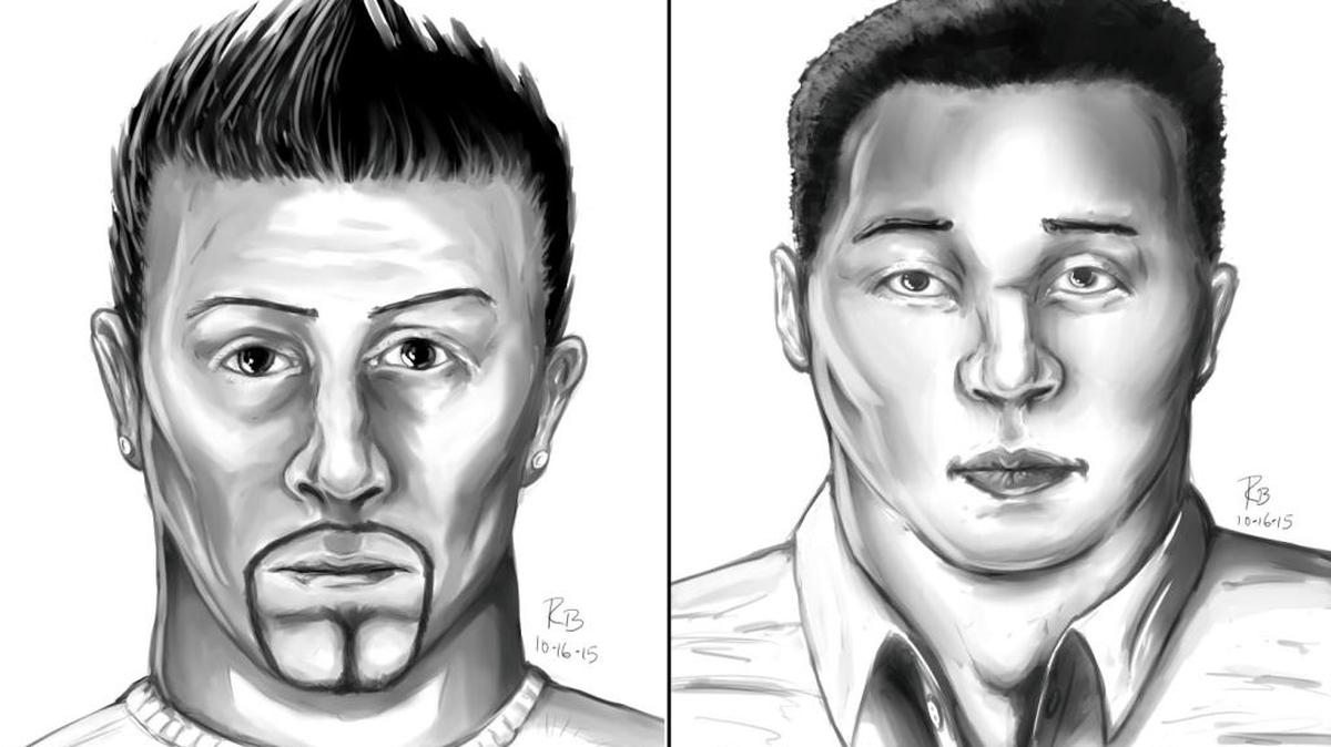 
Police have released these sketches of two men believed to have attacked Airman Spencer Stone in a midtown Sacramento stabbing.
