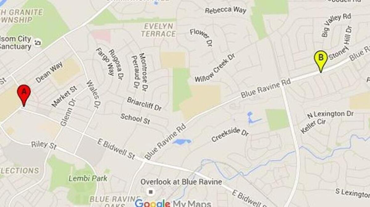 Map locates the approximate location of the burglary and the accident.