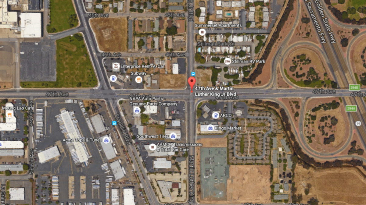 Google Earth image shows approximate site of where a man was struck on 47th Avenue near Martin Luther King Jr. Boulevard.