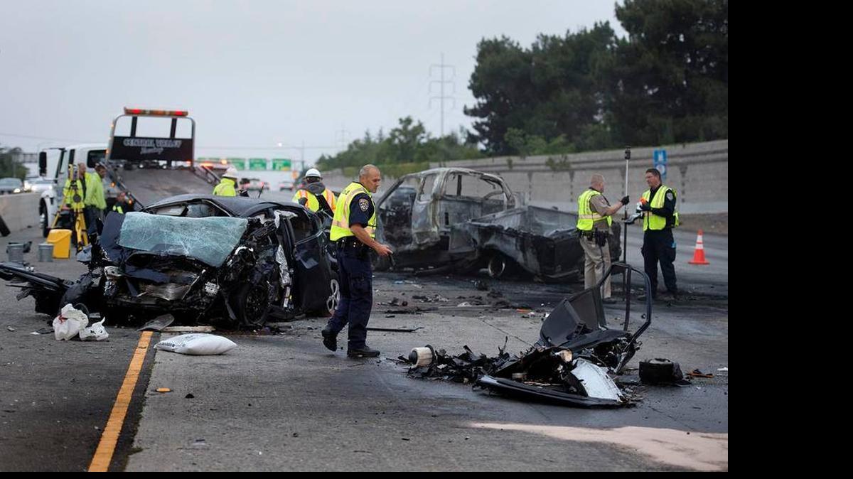 
Officials investigate the crash on westbound Highway 50 on April 22.
