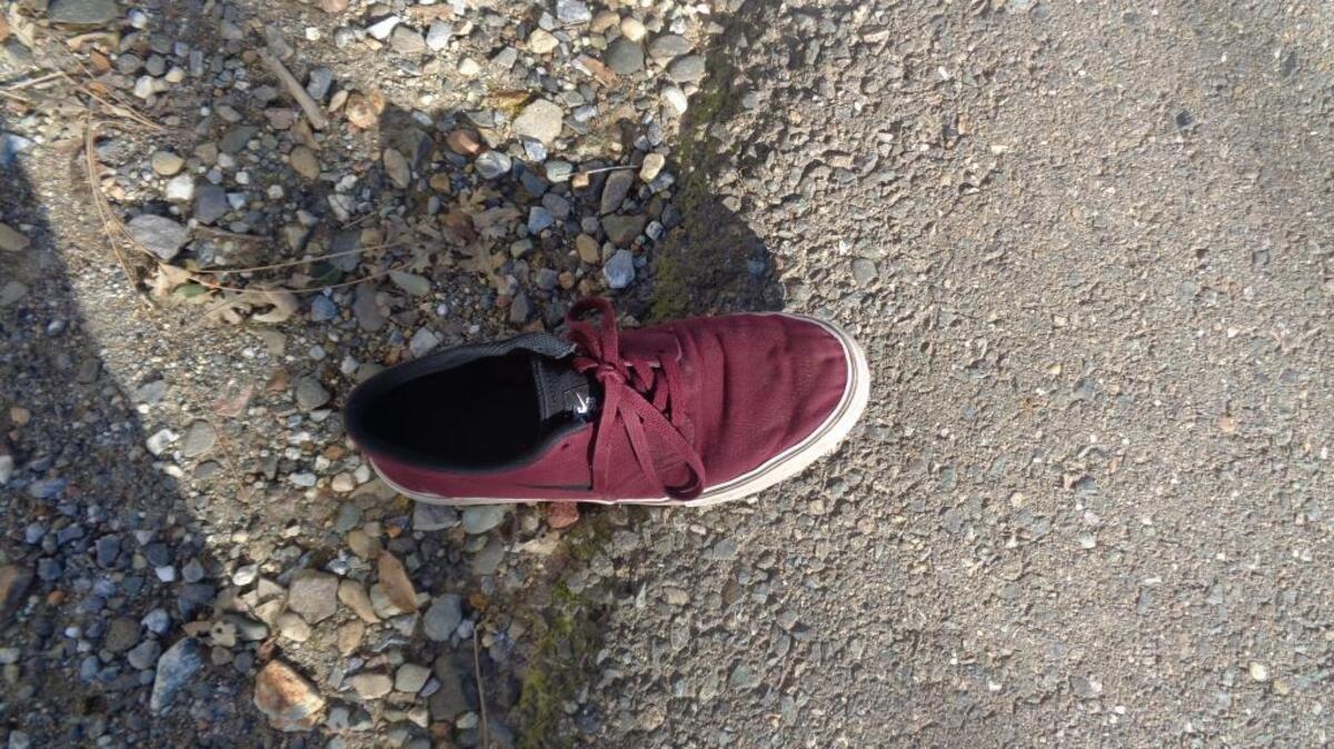 Shoe left behind by sex assault suspect.