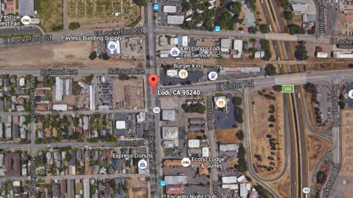 Google Earth image shows the approximate area where officers responded to a parking lot near Cherokee Lane and Victor Road about 11 a.m. Wednesday