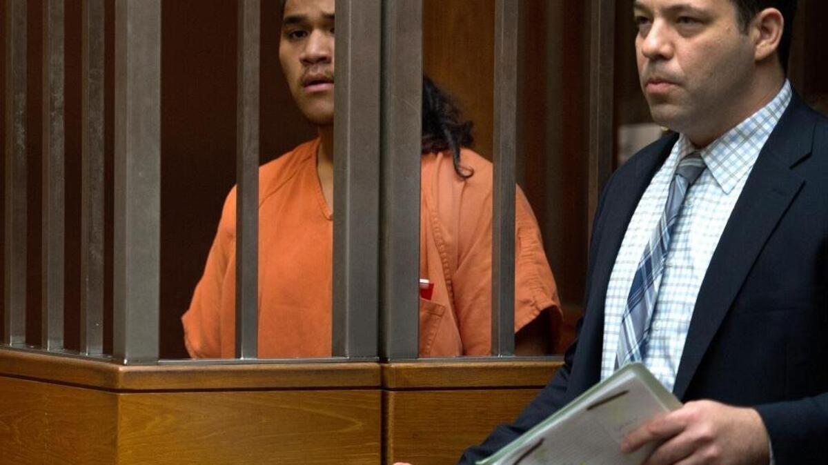 
Charlie Hola, left, wounded in the Sacramento City College confrontation Sept. 3 that left another man dead, makes his first appearance in Sacramento Superior Court on Monday.
