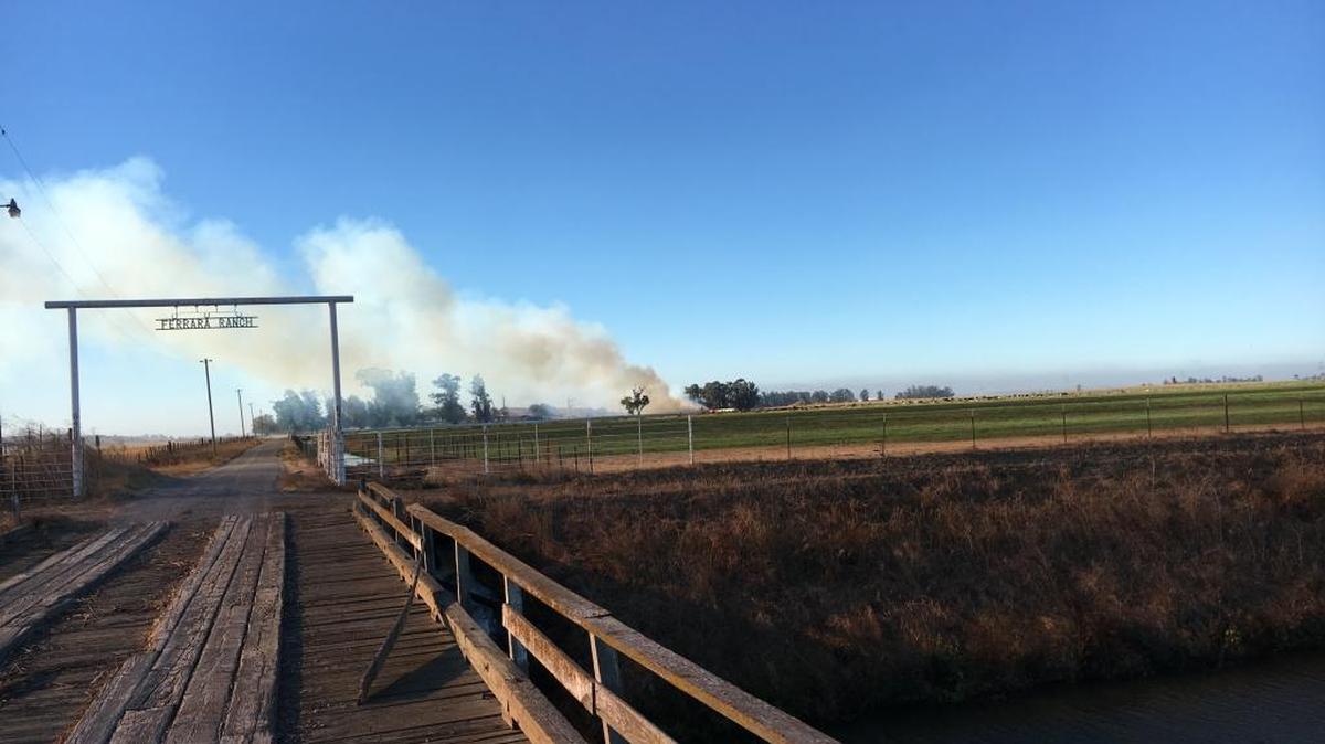 A Dixon fire burns through 500 tons of hay early Thursday on a farm near Highway 113 and Fry Road.