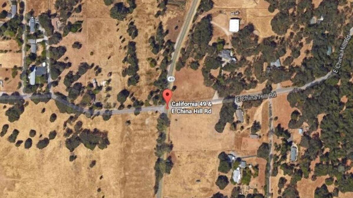 This Google Earth image shows approximately where the crash on Highway 49, south of China Hill Road, which is between Placerville and Plymouth, happened.