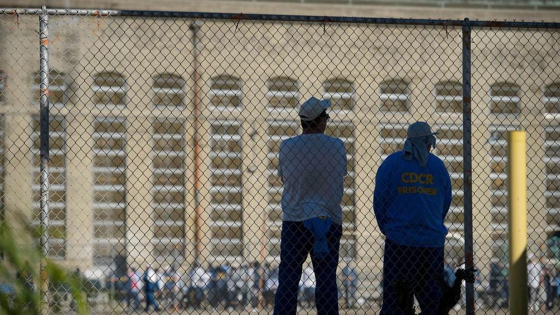 Inmates in the main exercise yard at Folsom State prison in Folsom on Friday, November 17, 2017.