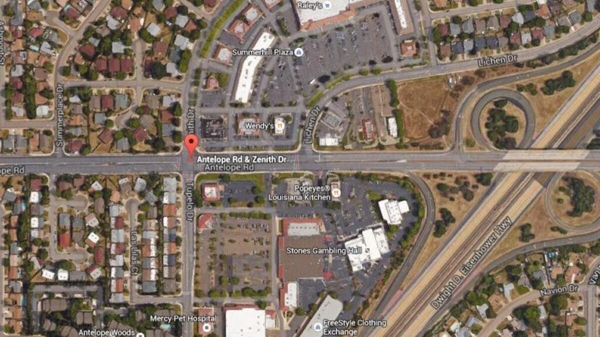 Google Earth image shows where officers were dispatched about. Wednesday where a vehicle hit a bicyclist.