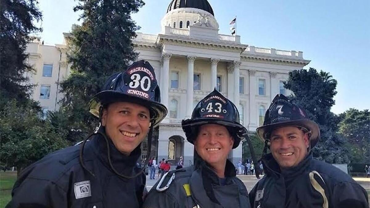 Firefighters, left to right, Richard Alamo, Chuck Godtfredsen and Capt. Mike Mora