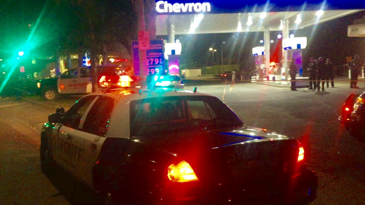 Crime scene Tuesday night at Chevron station on Florin Road