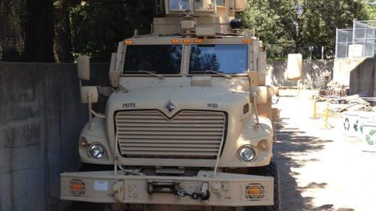 
The Davis Police Department acquired a $689,000 mine-resistant, ambush-protected vehicle (MRAP) in 2014 at no cost from the military, part of a years-old federal program that lets the Defense Department dole out excess military equipment to law enforcement agencies. The Davis City Council voted to return the vehicle to the federal government.