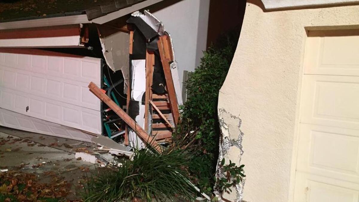 A driver crashed her vehicle into two neighboring Roseville homes on Blue Skies Way Tuesday morning, Roseville Fire Department reports.