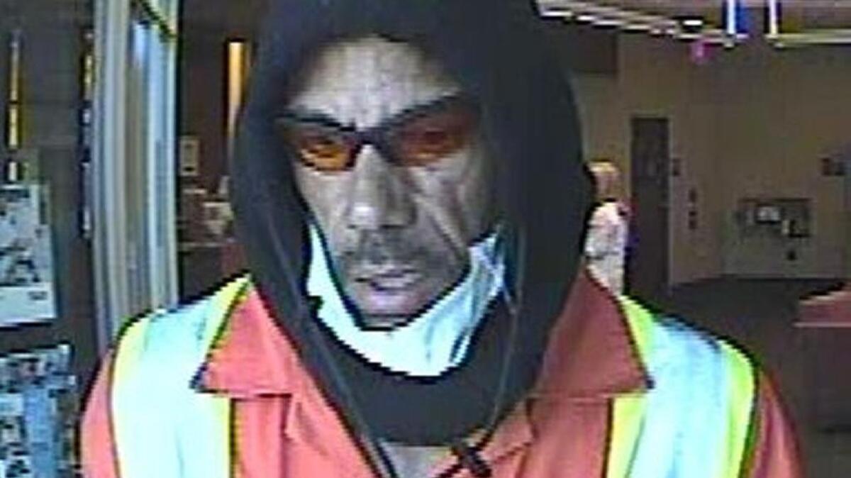 A surveillance photo shows a man sought in the robbery of a US Bank branch in Elk Grove.