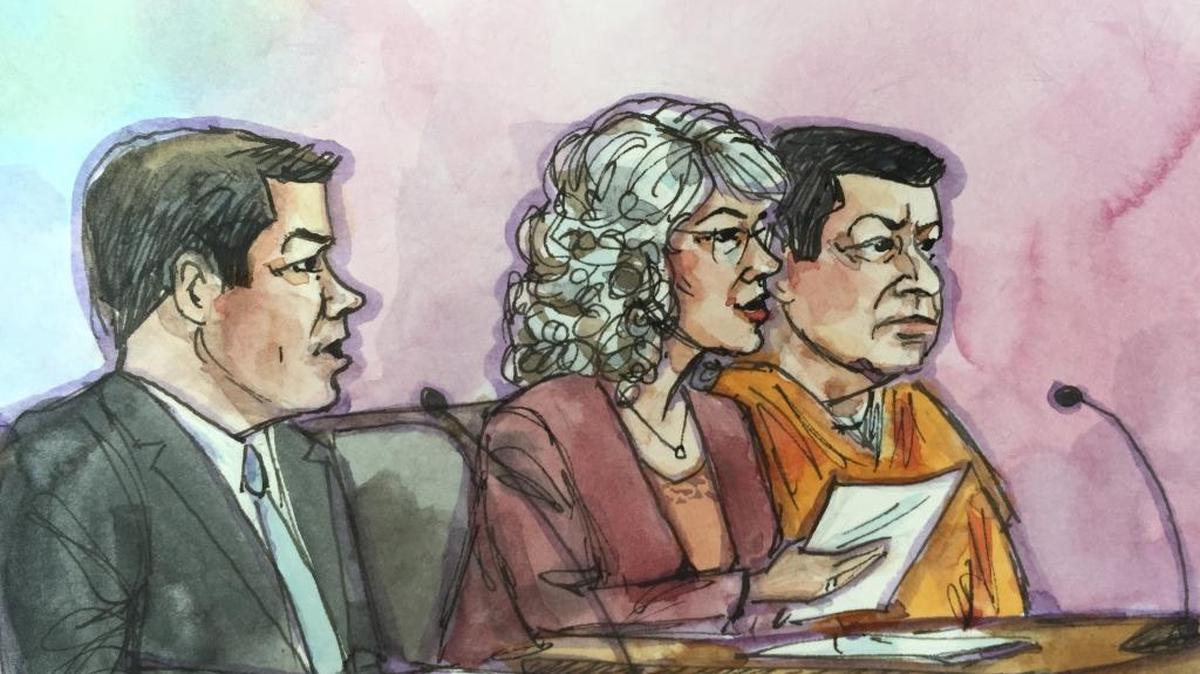Helaman Hansen, right, pleaded not guilty in federal court on Friday, Feb. 12, 2016, to immigration fraud. Also depicted are Assistant U.S. Attorney André Espinosa, left, and Federal Defender Heather Williams.