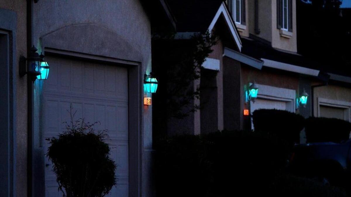 A couple of homes in Turlock have blue lights for Autism Awareness Day in 2013. Local resident Robert Milward is hoping to do the same in Arden Arcade tonight by supplying 460 blue porch lights in solidarity with law enforcement after the death of Sacramento County Sheriff’s Deputy Robert French.