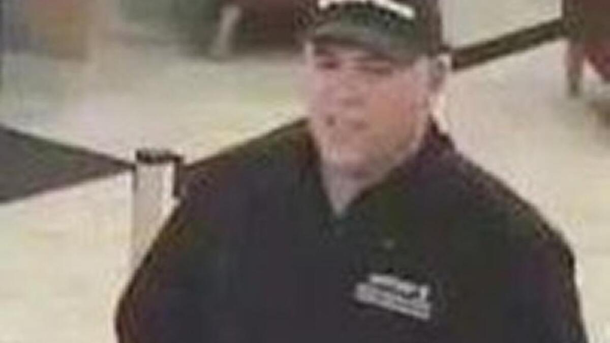A surveillance photo shows a man sought in connection with three Placer County bank robberies.
