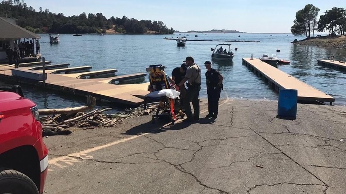Officials on Sunday tend to five people injured after a vapor flash on a boat in Folsom Lake.