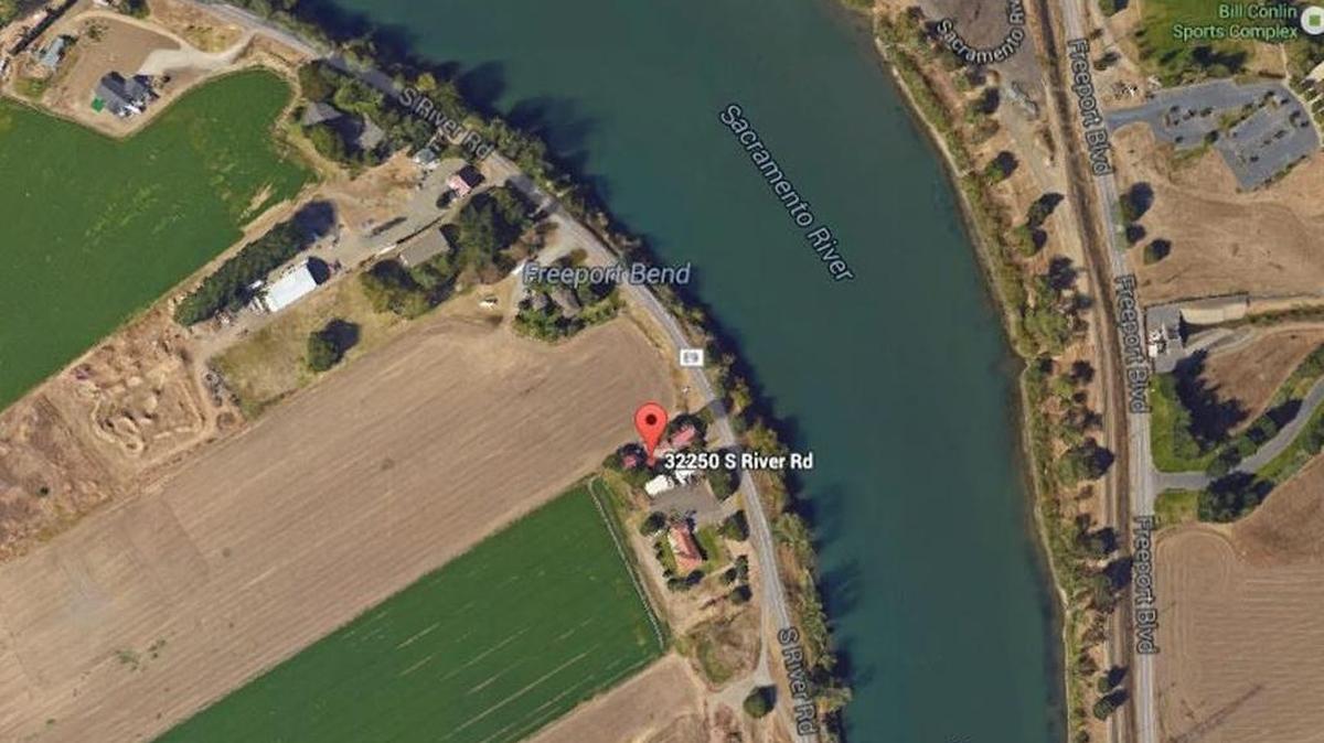 Google Earth image shows approximately where a head-on collision occurred in the 32250 block of South River Road between West Sacramento and Clarksburg.