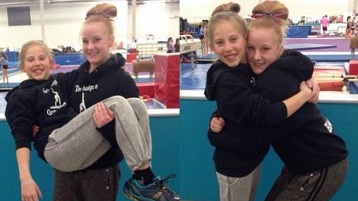 Ashley Wood, left in both photos, was found dead in her home July 19, 2016. She is shown at Technique Gymnastics in Rancho Cordova, where she trained in gymnastics.