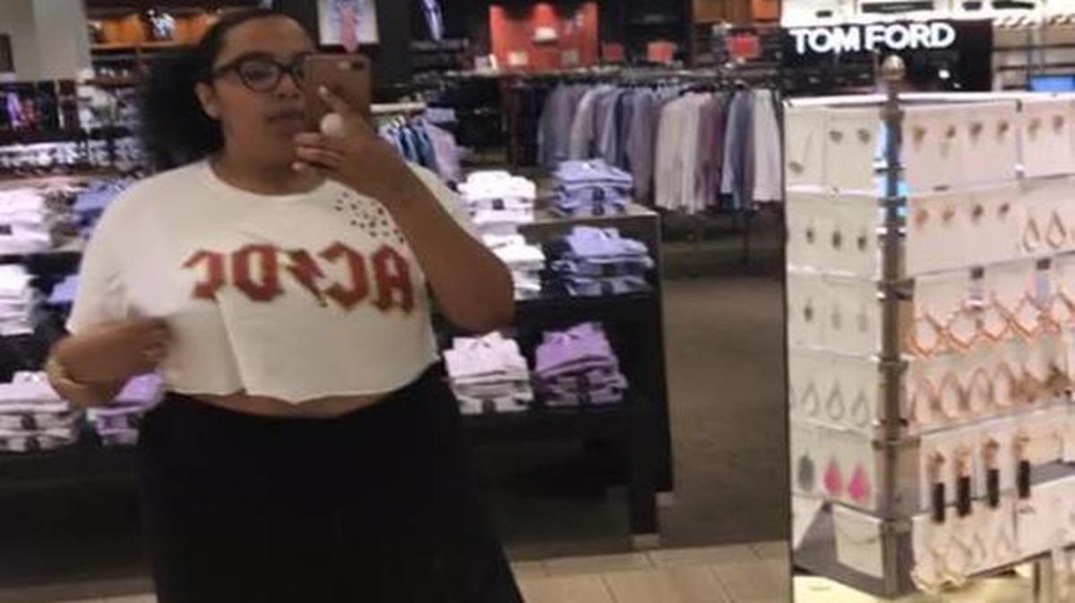 Demetriana Miles, 20, of south Sacramento said she was wearing this crop top when she was told to leave Arden Fair mall for exposing her breasts. Miles said she was wearing a bra.