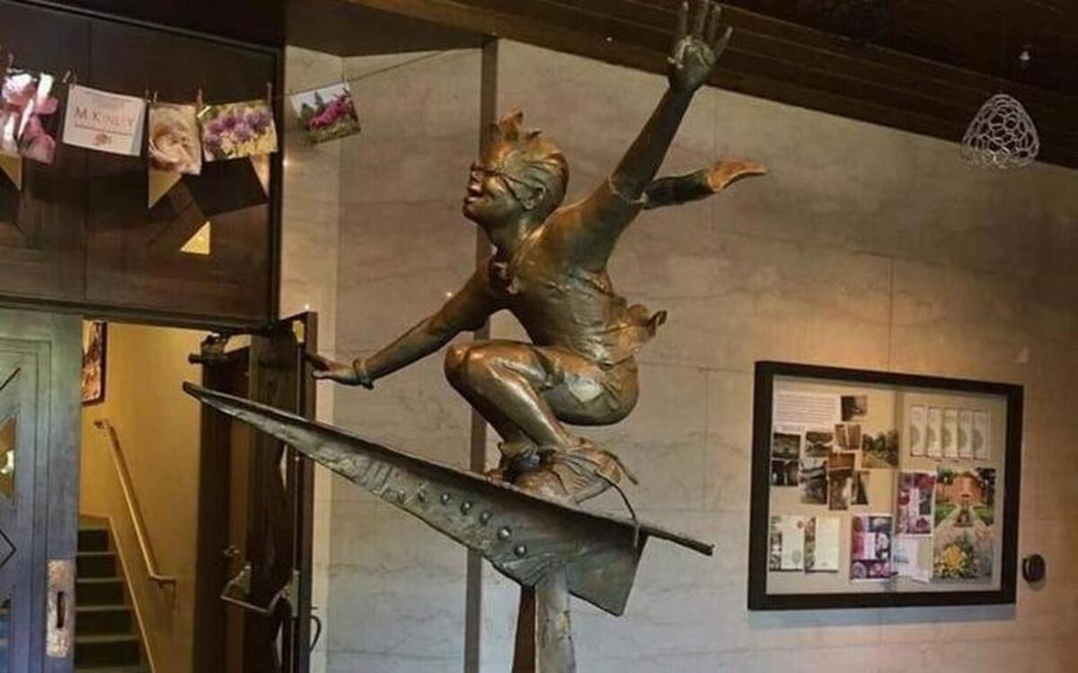 The stolen statue, titled “Journeys of the Imagination,” was taken from the table on which it was bolted May 24 in the Clunie Clubhouse in McKinley Park.
