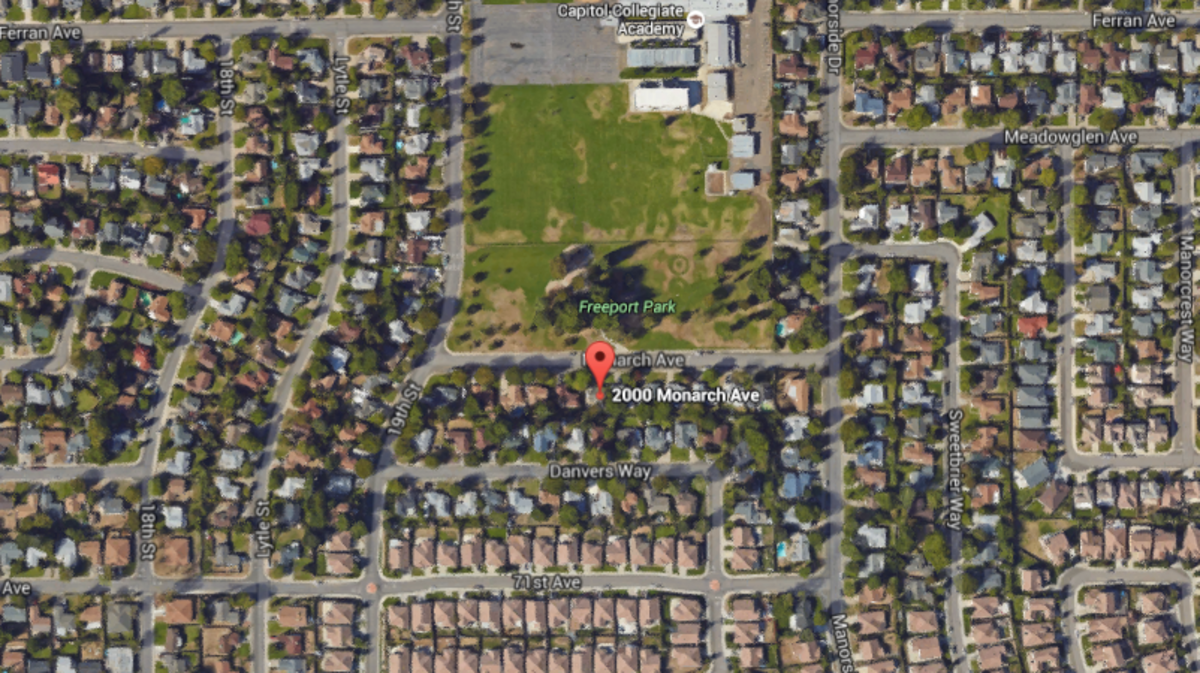 Google Earth image shows the approximate location, in the 2000 block of Monarch Drive, where police say several suspects broke into a home and stole marijuana plants being cultivated
