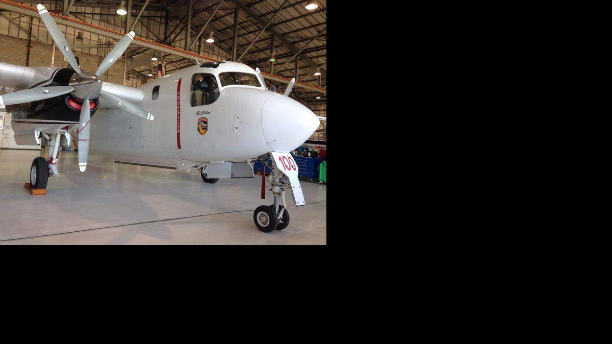 
A Cal Fire Grumman S-2T air tanker sits in a maintenance hangar at McClellan airport. Cal Fire officials announced they were clearing the agency’s fleet of 22 S-2T tanker planes for service after grounding them in the wake of a deadly accident Tuesday.

