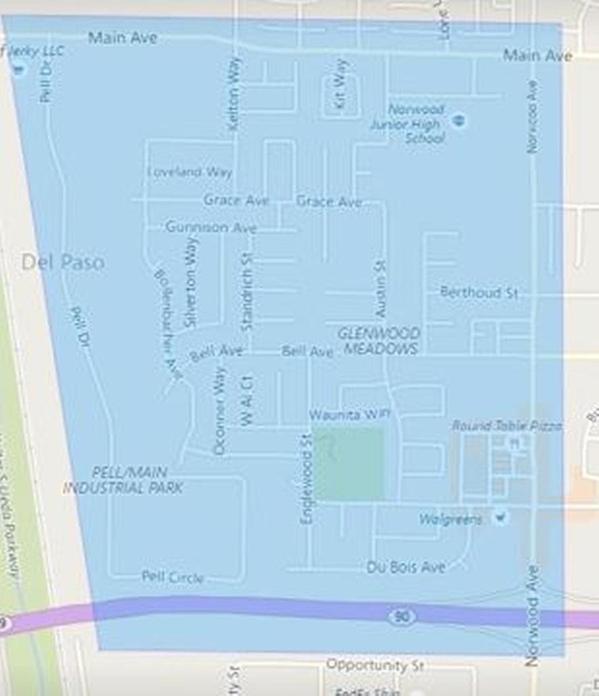 Map of the affected area.