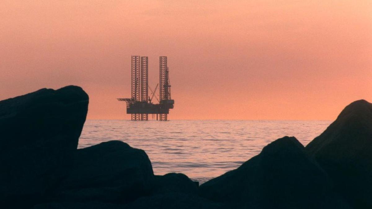 An oil platform, the Glomar Adriatic IC, sits one mile off the coast of Santa Barbara County. President Donald Trump’s administration is proposing a major expansion of offshore drilling.