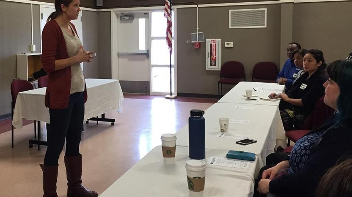 Erica Lee from the Health Education Council speaks at a Jan. 6, 2017, kick-off event for a program sending nurses and other health services into low-income Sacramento neighborhoods.
