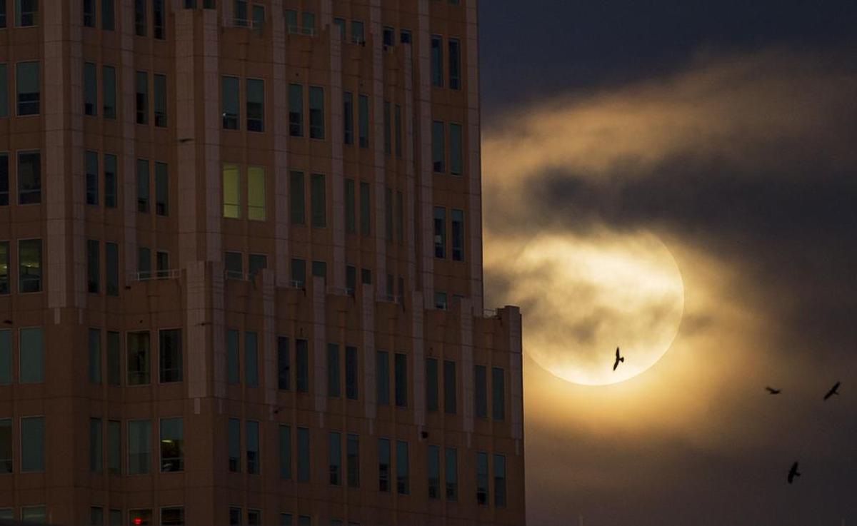 The supermoon rises over Sacramento, California, on Sunday, November 13, 2016. 