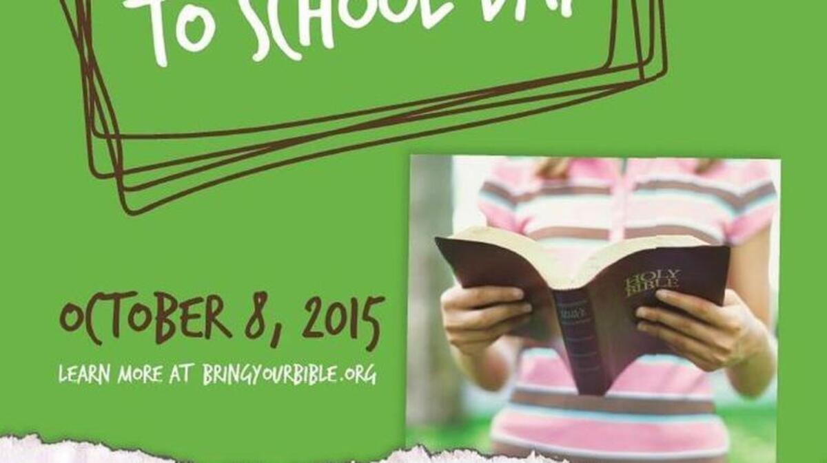Flier promoting a “Bring Your Bible to School Day” sent by the Folsom Cordova Unified School District on behalf of a religious organization.