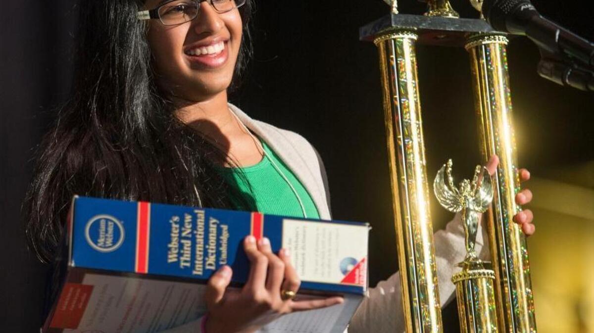 Snehaa Ganesh Kumar, an eighth-grader from Folsom Middle School, was the grand-prize winner of the 33rd annual California Central Valley Spelling Bee at the Scottish Rite Center on Wednesday, March 2, 2016, and is competing in the National Spelling Bee this week.