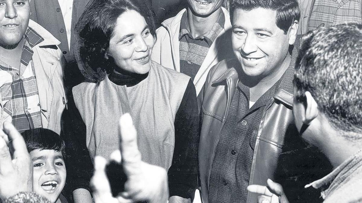 Dolores Huerta, vice president of the National Farm Workers Association, and Cesar Chavez, the association’s general director, are seen in November 1965.