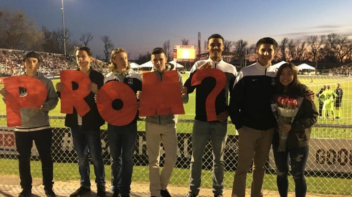 Armando Conover asked Haley Cogburn to the McClatchy High School prom with an extravagant move at a Sacramento Republic FC game.