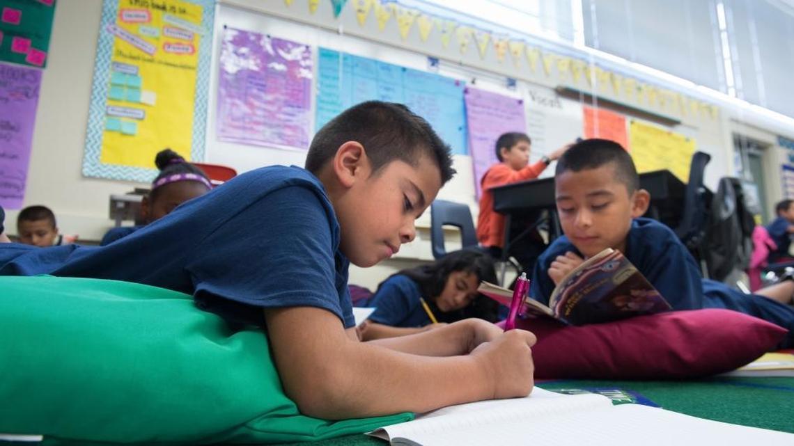 
Students work in class last week at Howe Avenue Elementary School. Low-income schools like Howe perform far worse on Common Core tests than do schools in wealthier areas.

