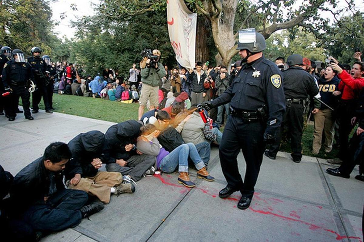 UC Davis police Lt. John Pike pepper sprays students during a November 2011 protest on campus.