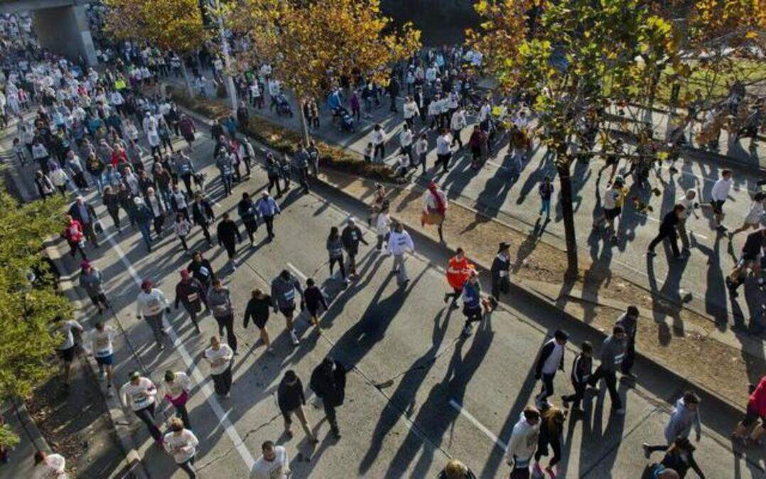 
The Run To Feed The Hungry, heading down J Street in 2013, is one of several runs scheduled in the Sacramento region for Thanksgiving Day.

