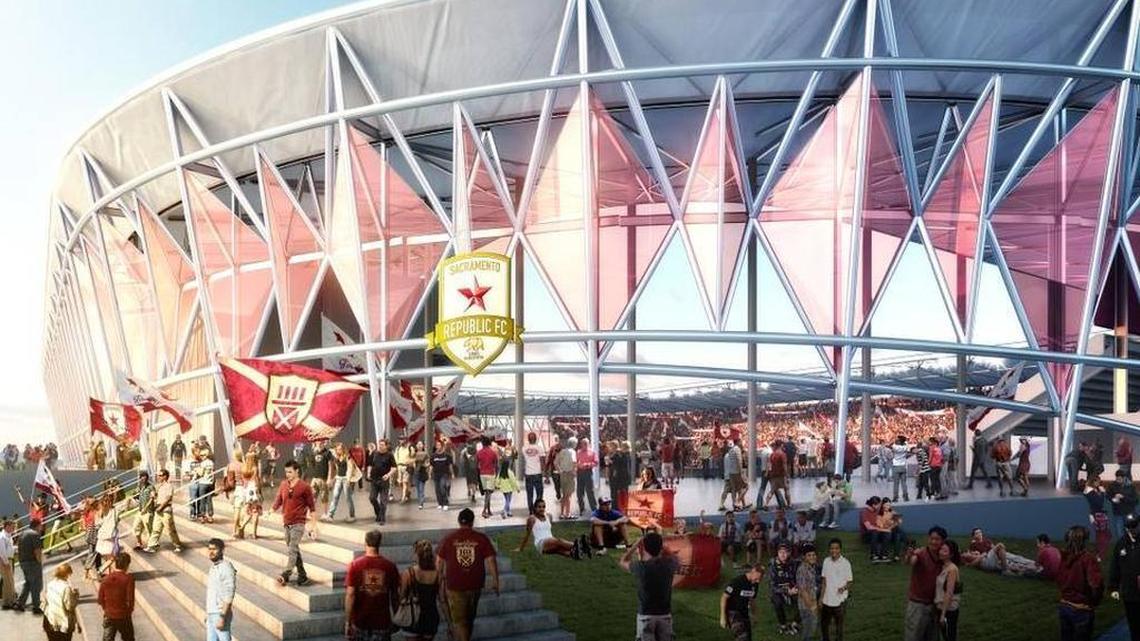 Recently released drawing of proposed Major League Soccer stadium in downtown Sacramento.