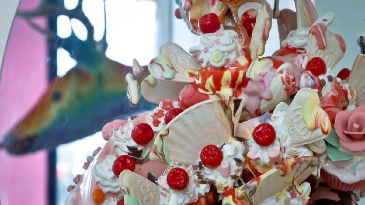 Anna Barlow's installation "Look It's So You" is among ice cream-themed works of art previewed at the Museum of Ice Cream, Thursday July 28, 2016, in New York. The museum opens on Friday and ran through Aug. 31.