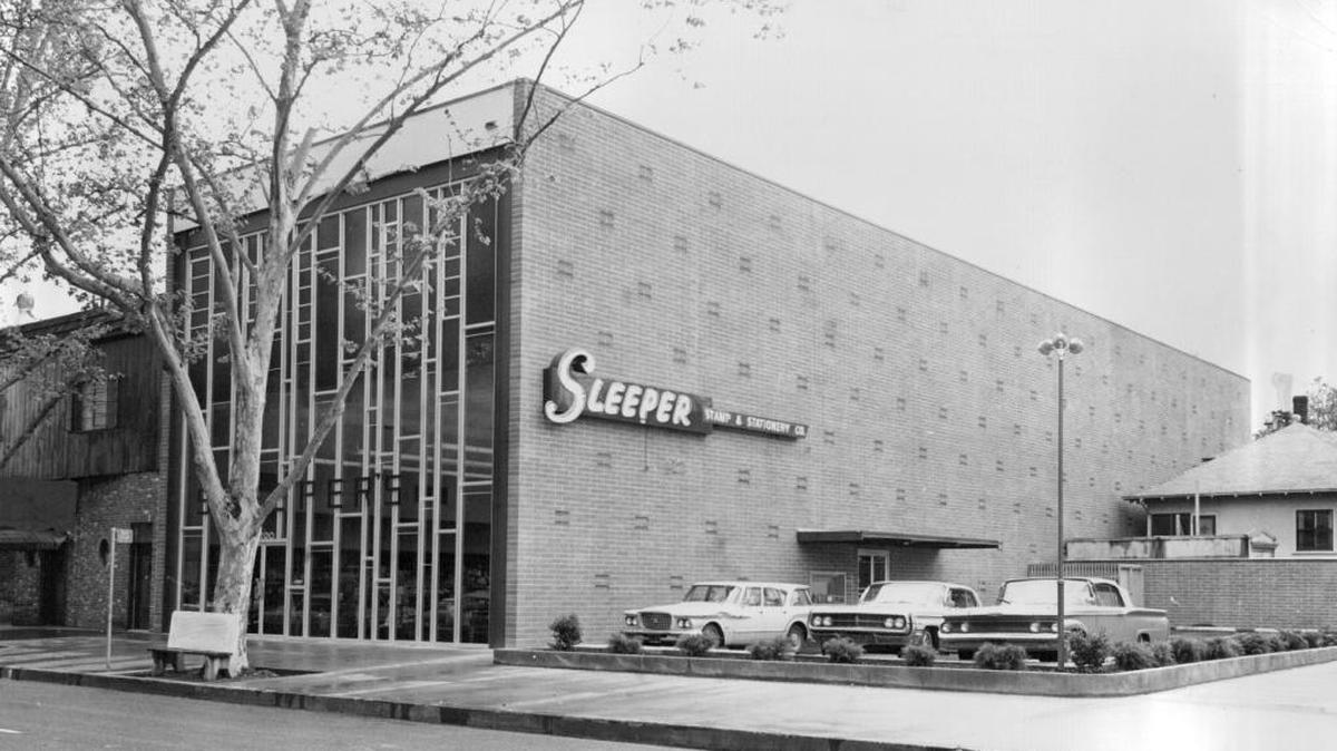 The Sleeper Stamp and Stationery Company store contained 20,000 square feet of floor area. At the corner of 27th and J streets.