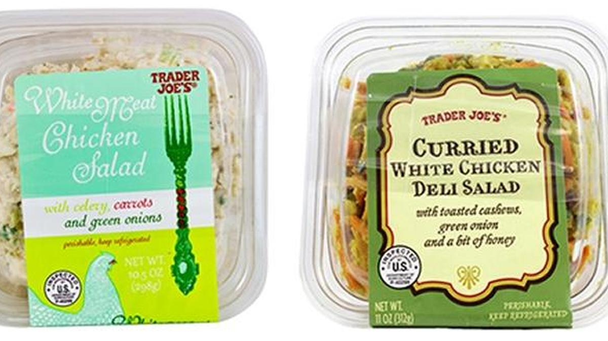 Two of the three salad products, sold at Trader Joe’s grocery stores, that are being recalled, the USDA announced Saturday.