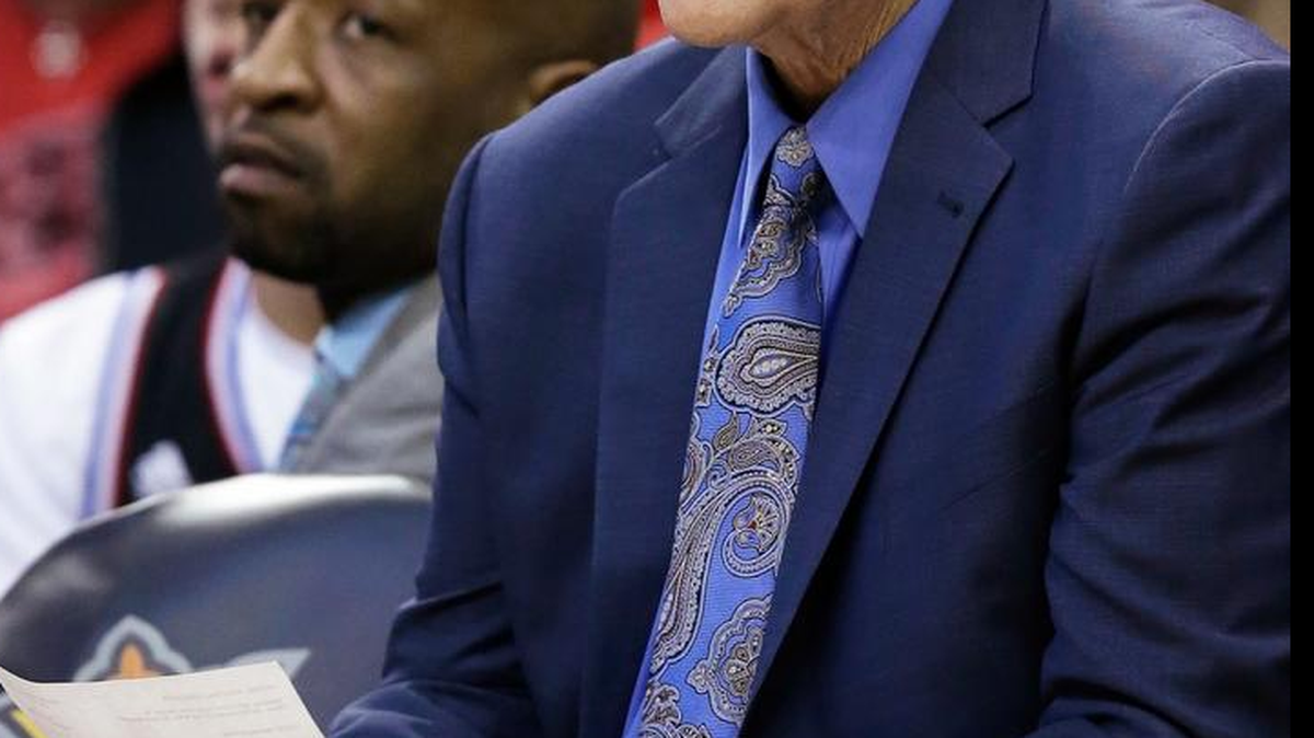 Sacramento Kings coach George Karl watches the action during the second half of the team's NBA basketball game against the Houston Rockets on Wednesday, April 13, 2016, in Houston. The Rockets won 116-81.