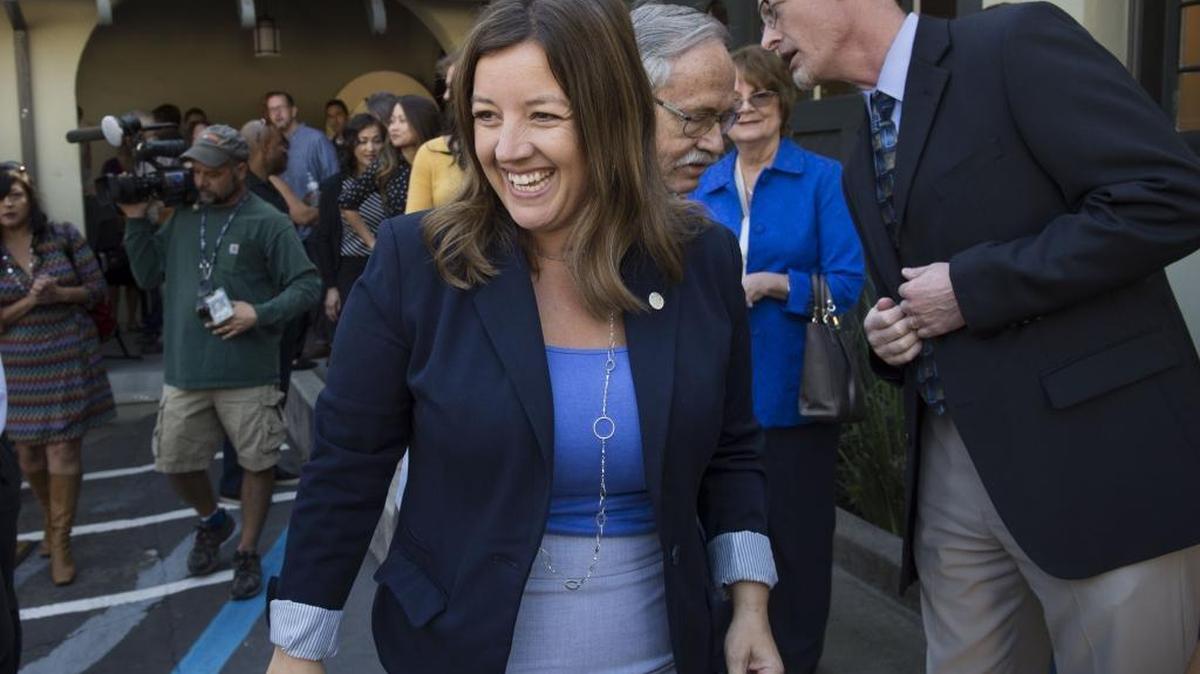 Sacramento City Councilwoman Angelique Ashby greets supporters following a press conference where she formally announced her candidacy for mayor Wednesday, October 21, 2015.