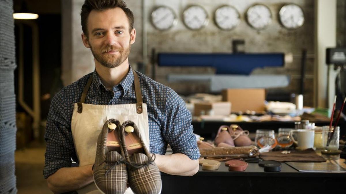 Benjamin Schwartz, owner of Benjamins Shoes in Sacramento, creates handmade shoes in his shop located in the Warehouse Artist Lofts. Schwartz said the Affordable Care Act was a consideration when he left his state job to start his high-end shoemaking business in 2014.