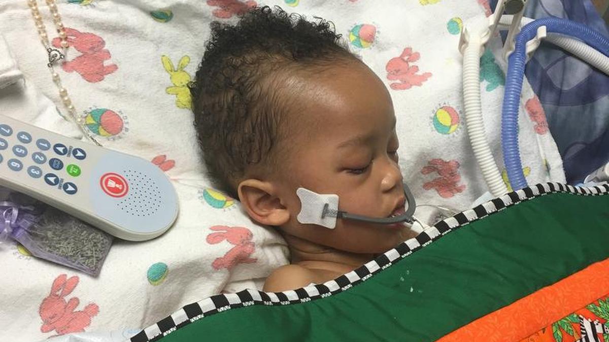 Declared brain dead in mid-April, 2-year-old Israel Stinson, shown Thursday, May 12, 2016 was kept on a ventilator at Kaiser Permanente Roseville Medical Center for six weeks.